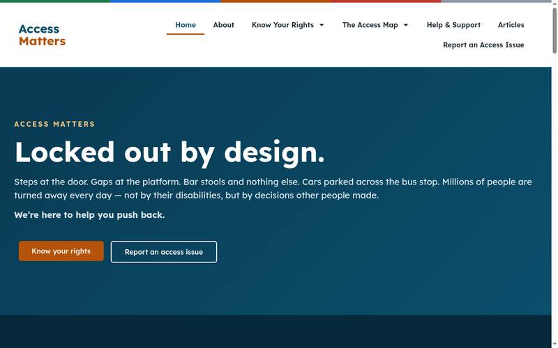 Screenshot of the Access Matters homepage