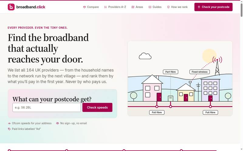 Homepage of broadband.click