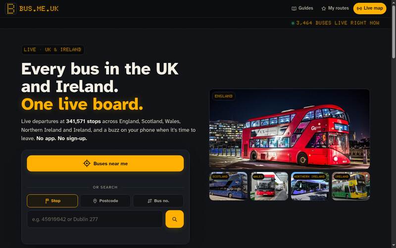 Homepage of bus.me.uk