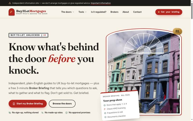 Homepage of buy2letmortgages.co.uk