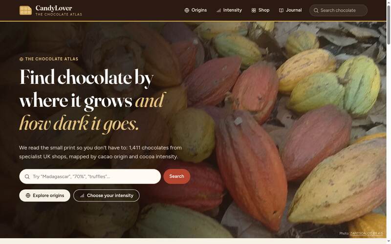 Screenshot of the CandyLover homepage