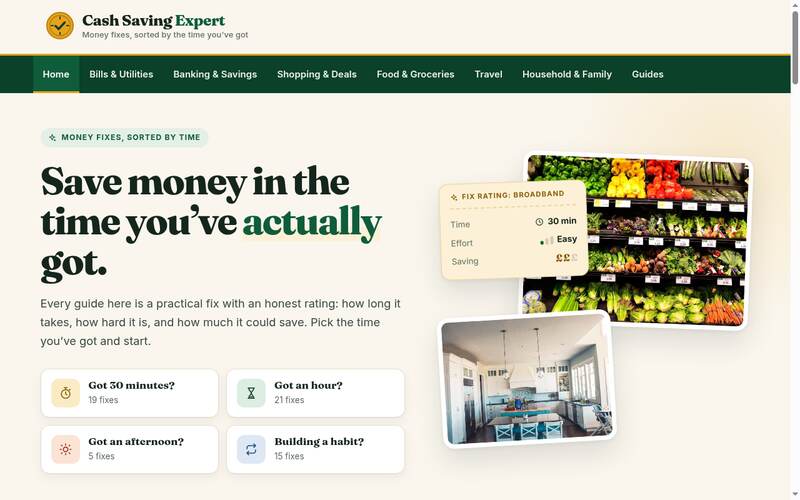 Homepage of cashsavingexpert.co.uk