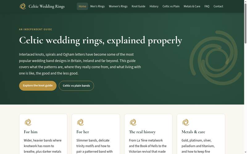 Homepage of celtic-wedding-rings.co.uk