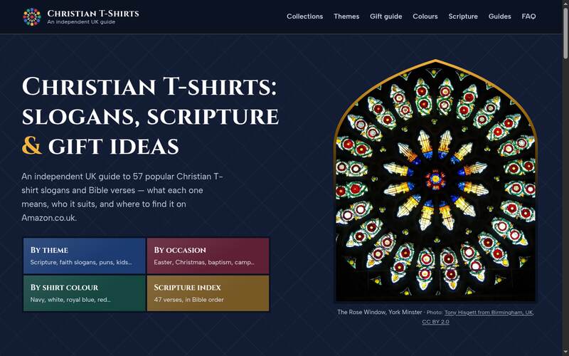 Screenshot of the Christian T-Shirts homepage