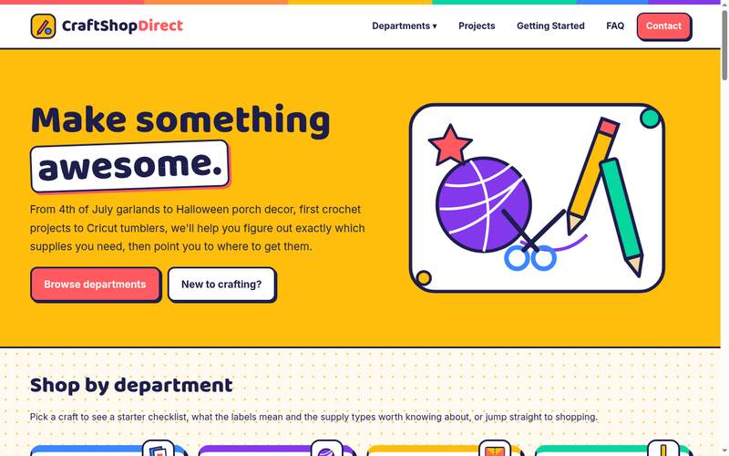 Screenshot of the CraftShop Direct (US) homepage