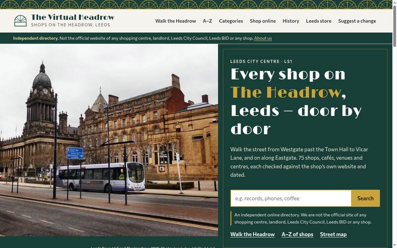 Screenshot of the The Virtual Headrow homepage