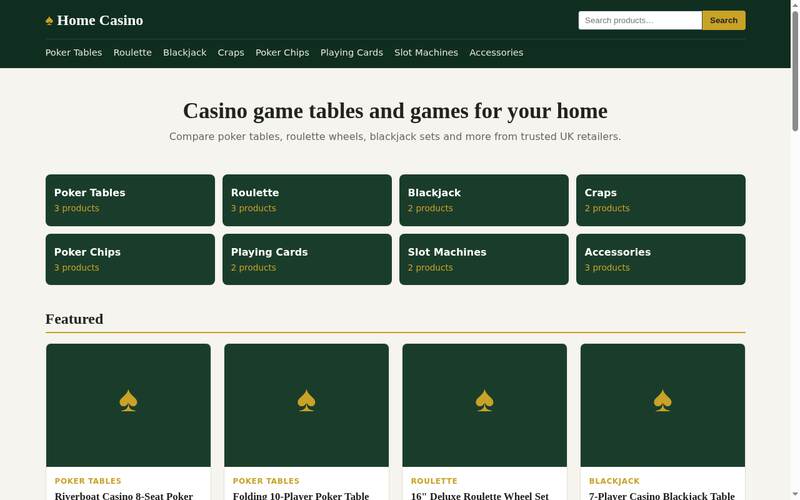 Screenshot of the Home Casino homepage