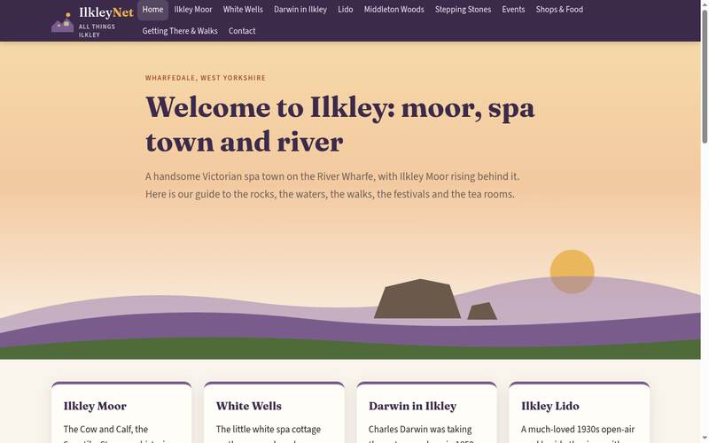 Screenshot of the IlkleyNet homepage