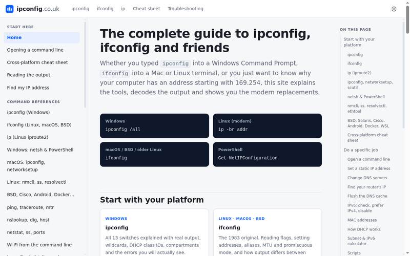 Homepage of ipconfig.co.uk