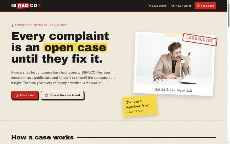 Screenshot of the ISBADCO homepage