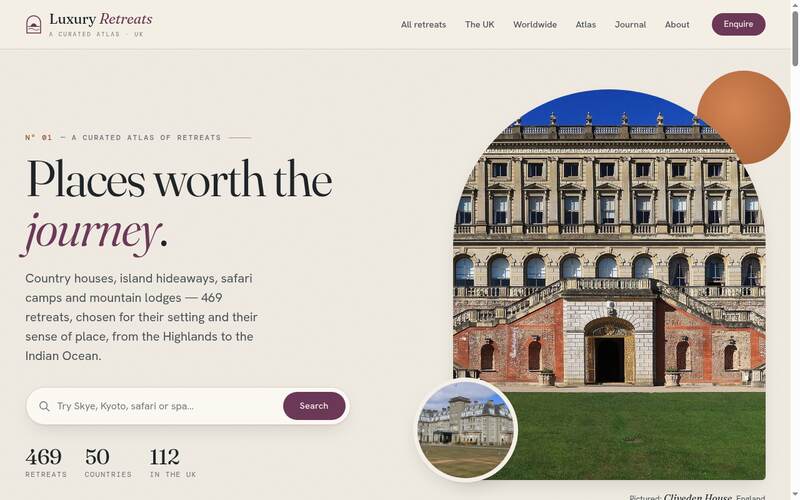 Homepage of luxuryretreats.uk
