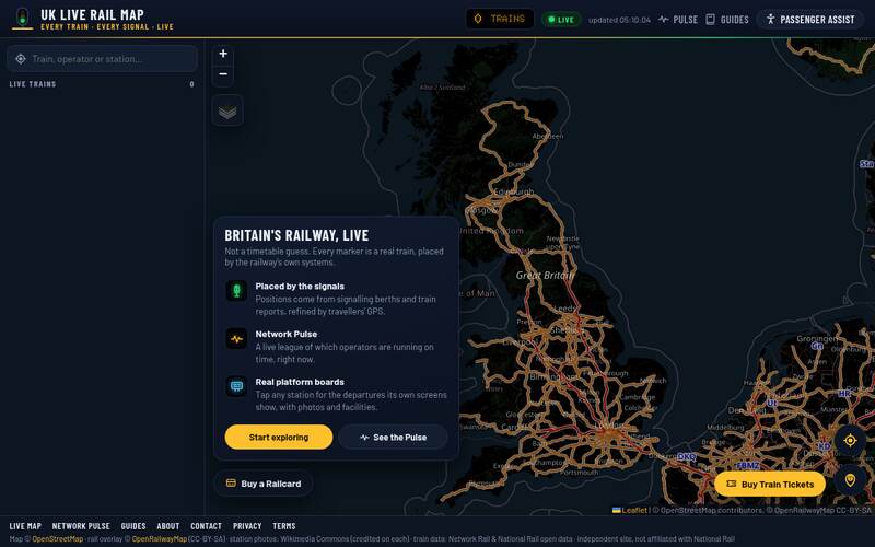 Homepage of map.nationalrail.me.uk