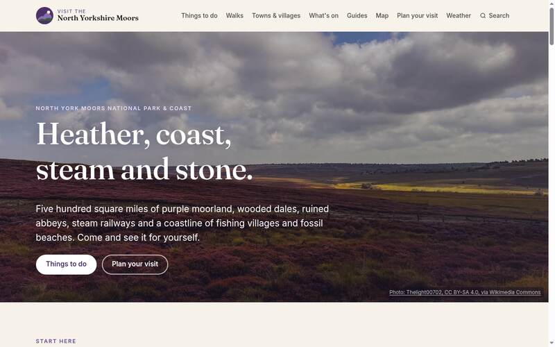 Screenshot of the North Yorkshire Moors homepage