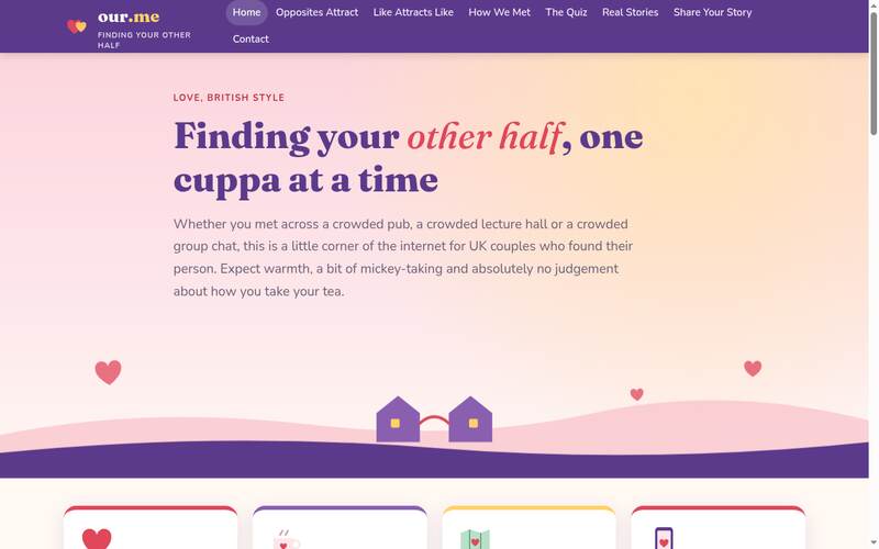 Screenshot of the Our.me homepage