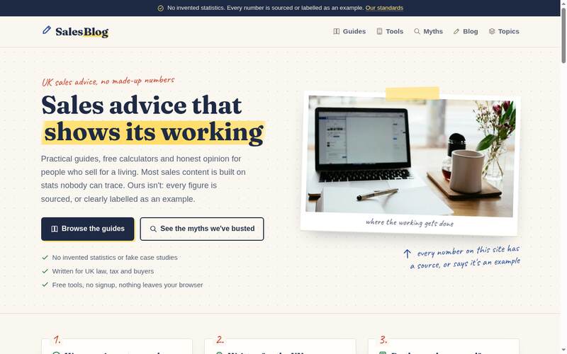 Screenshot of the SalesBlog homepage