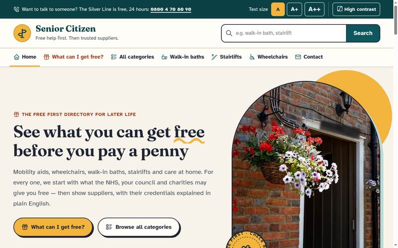 Screenshot of the Senior Citizen homepage