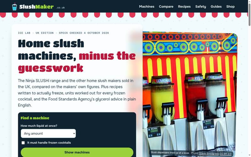 Screenshot of the Slush Maker homepage