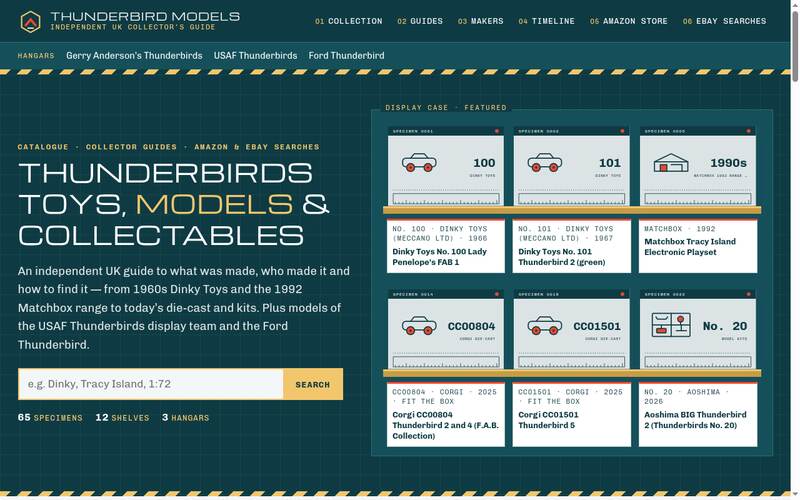 Screenshot of the Thunderbird Models homepage